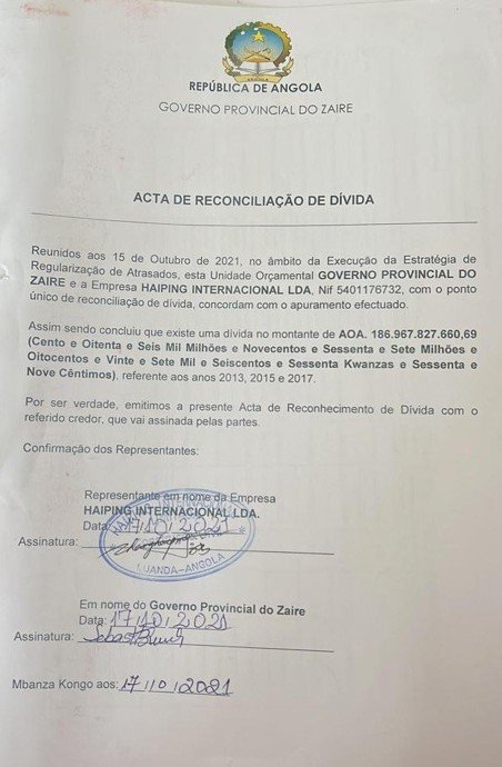 Acta de reconciliação da dívida